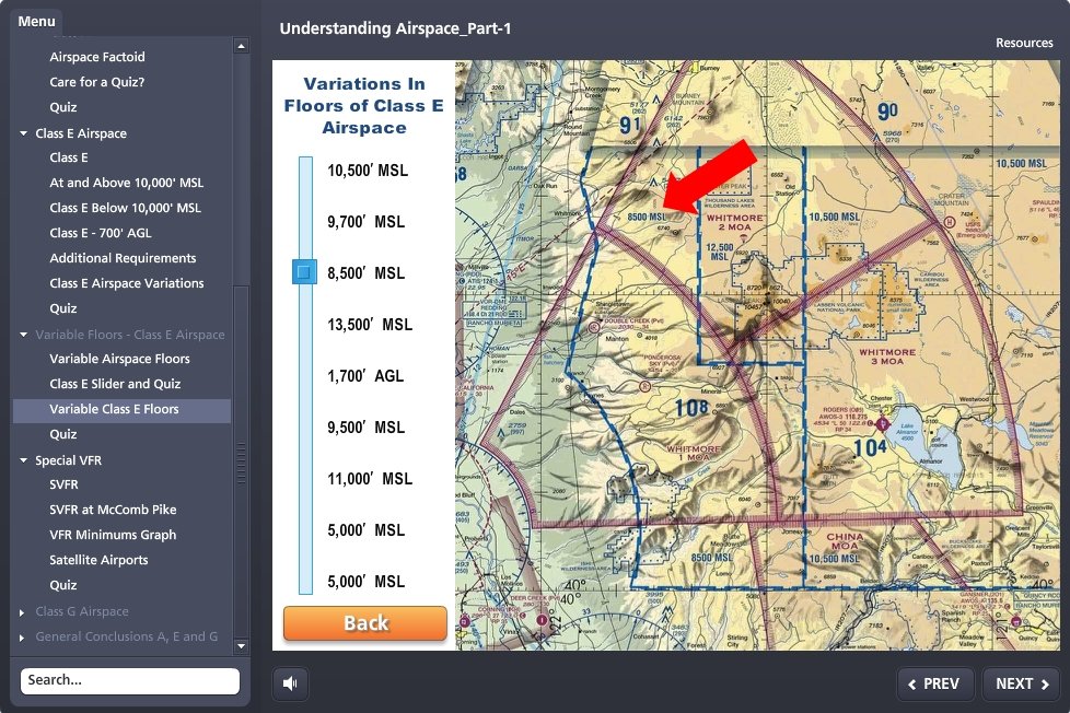 A screenshot of the Flight Review eLearning Course Bundle by Rod Machado with a red arrow on it.