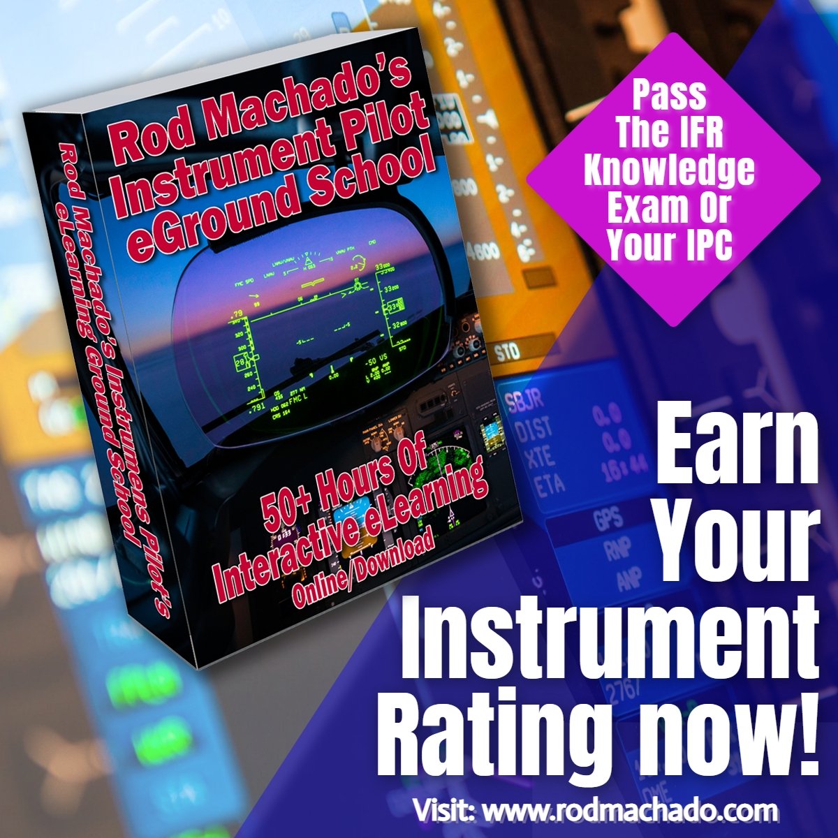 Explore Rod Machado's Aviation Learning Center's Instrument Pilot eGround School, which offers more than 50 hours of interactive online or downloadable eLearning. Enhance your learning with the extensive IFR Library for a deeper educational experience.