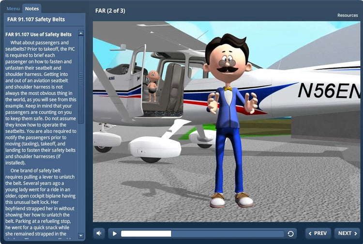 A cartoon character is standing next to a Rod Machado Flight Review eLearning Course Bundle.