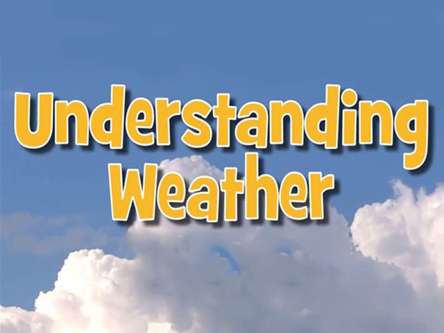 The introductory chapter for Rod Machado's Instrument Pilot eGround School from Rod Machado's Aviation Learning Center features the text "Understanding Weather" in bold yellow letters set against a backdrop of a blue sky with white clouds.