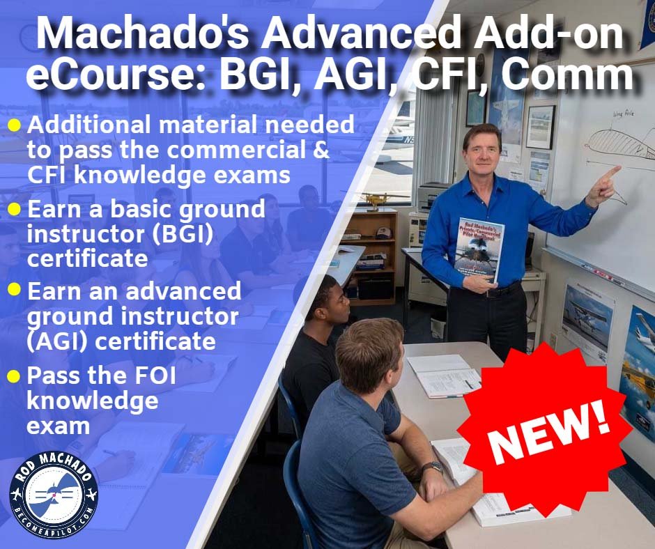An instructor teaches in a classroom as students take notes. Discover Rod Machado's Aviation Learning Center's Commercial-BGI-AGI-and-CFI/FOI-AddOn-eCourse to prepare for the commercial pilot knowledge exam.