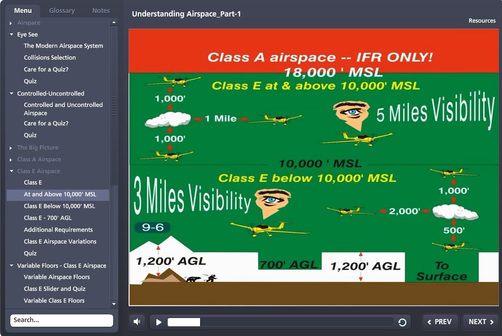 A screen shot of the Rod Machado Flight Review eLearning Course Bundle flight simulator.