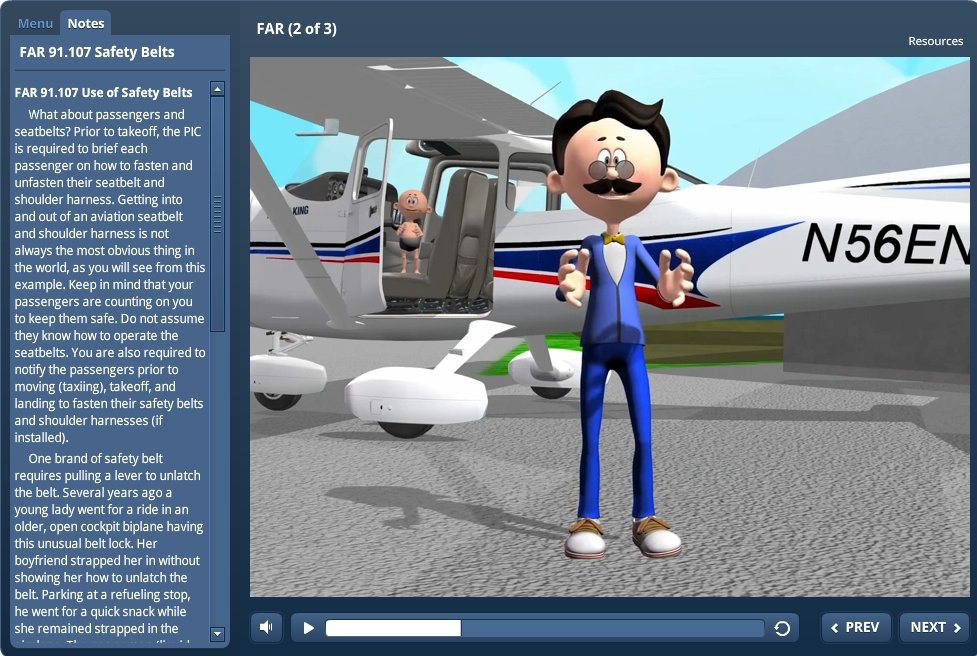 A cartoon character is standing next to a Rod Machado Flight Review eLearning Course Bundle.