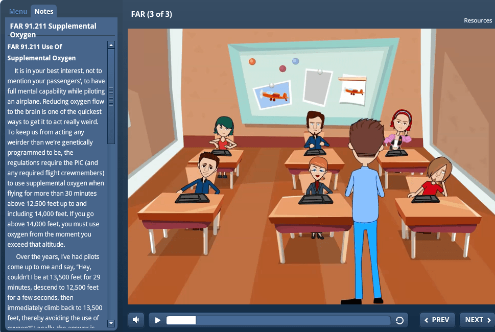 A screen shot of a Rod Machado Flight Review eLearning Course Bundle with people sitting at desks.