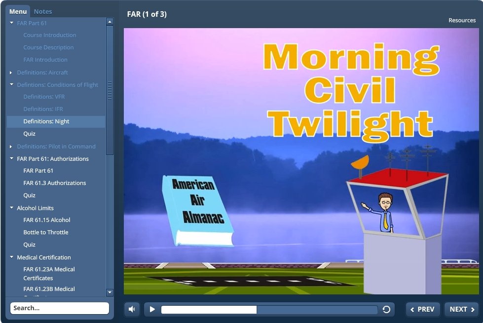 Morning civil twilight - Flight Review eLearning Course Bundle by Rod Machado, screenshot.